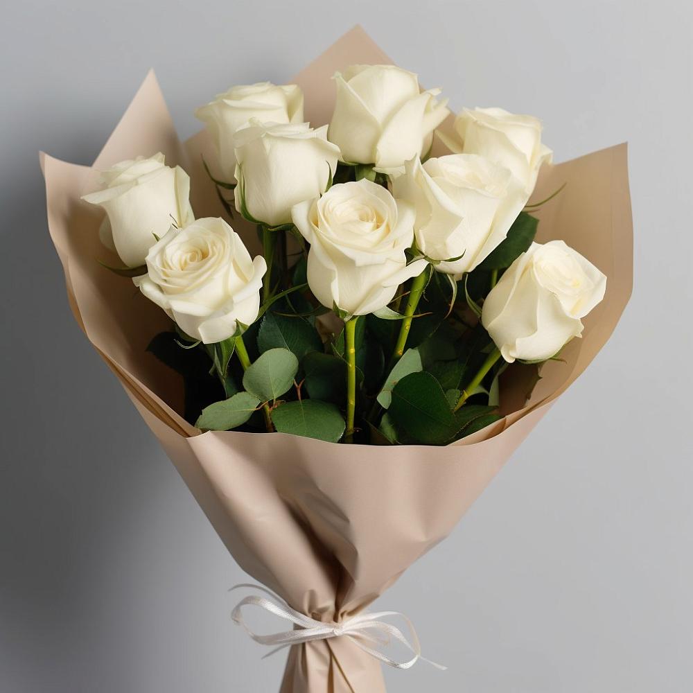 Букет 9 Белых роз Эдлесс Лав в Саввинской Слободе