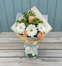 Букет цветов из:  Герберы, Розы и Хризантемы в Саввинской Слободе